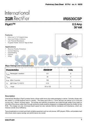 IR0530CSP datasheet - FlipKY 0.5Amp, 30Volt