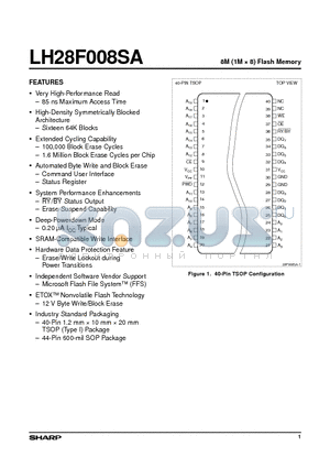 LH28F008SA-12 datasheet - 8M (1M  8) Flash Memory