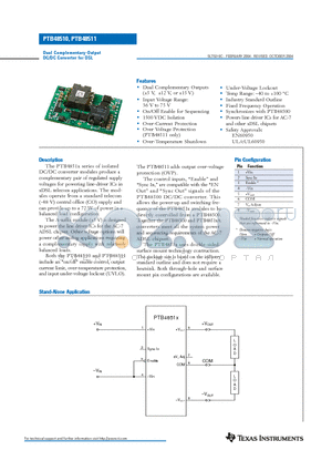 PTB48511B datasheet - Dual Complementary-Output DC/DC Converter for DSL