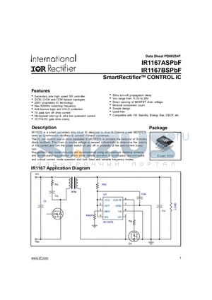 IR1167ASPBF_09 datasheet - SmartRectifierTM CONTROL IC