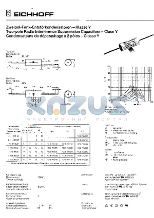 K006-750-500 datasheet - TWO-POLE RADIO INTERFERENCE SUPPRESSION CAPACITORS