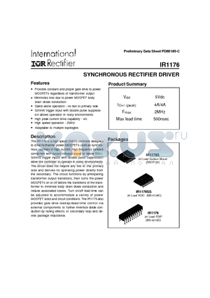 IR1176SS datasheet - SYNCHRONOUS RECTIFIER DRIVER