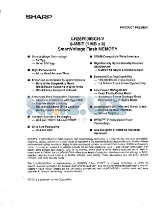 LH28F008SCH-V datasheet - 8-MBIT(1 MB x 8) SmartVoltage Flash MEMORY