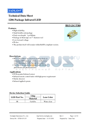 IR15-21C-TR8 datasheet - Infrared LED