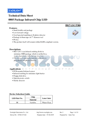 IR17-21C/TR8 datasheet - Infrared Chip LED