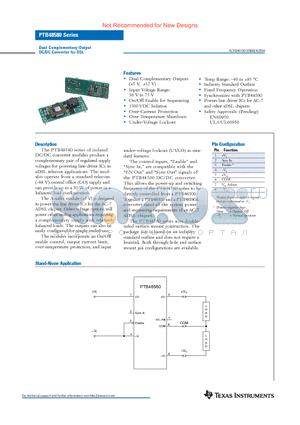 PTB48580BAZ datasheet - Dual Complementary-Output DC/DC Converter for DSL