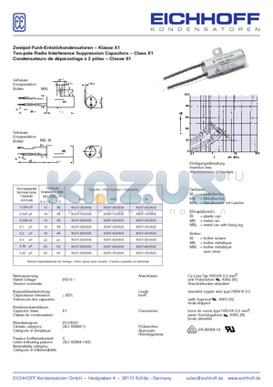 K007-250 datasheet - Zweipol-Funk-Entstrkondensatoren Two-pole Radio Interference Suppression Capacitors