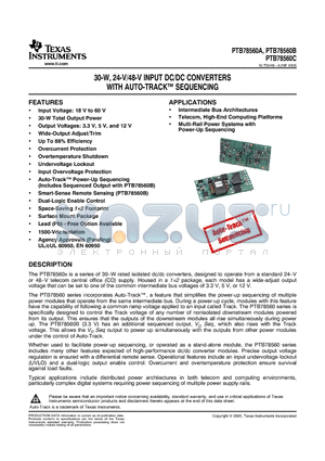 PTB78560A datasheet - 30-W, 24-V/48-V INPUT DC/DC CONVERTERS WITH AUTO-TRACK SEQUENCING