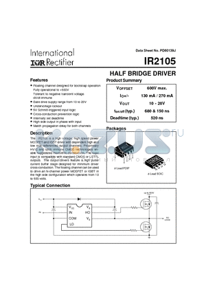 IR2105S datasheet - High Voltage, High Speed Power MOSFET and IGBT Driver