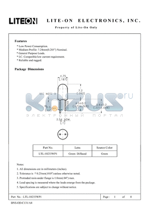 LTL-10233WP1 datasheet - Property of Lite-On Only