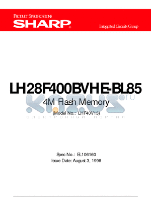 LH28F400BVHE-BL85 datasheet - 4M Flash Memory