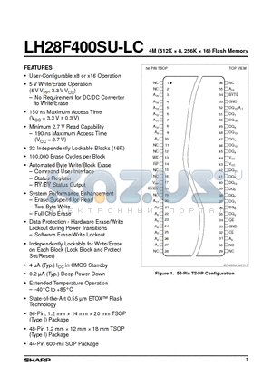 LH28F400SU-LC datasheet - 4M (512K  8, 256K  16) Flash Memory