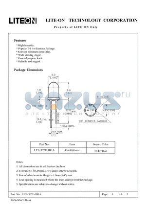 LTL-307E-1B1A datasheet - Property of Lite-On Only