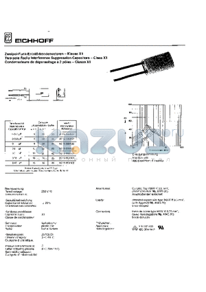 K015-050/502 datasheet - TWO-POLE RADIO INTERFERENCE SUPPRESSION CAPACITORS