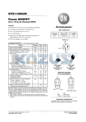 NTD110N02RG datasheet - Power MOSFET