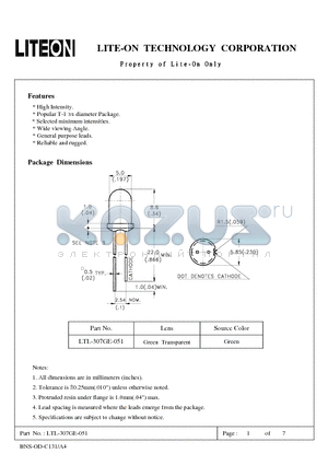 LTL-307GE-051 datasheet - Property of Lite-On Only