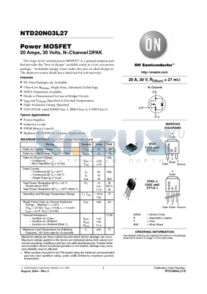 NTD20N03L27-1G datasheet - Power MOSFET