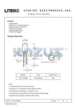 LTL-307R-002 datasheet - Property of Lite-On Only