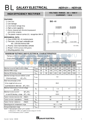 HER103 datasheet - HIGH EFFICIENCY RECTIFIER