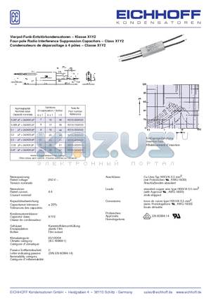 K018-000 datasheet - Vierpol-Funk-Entstrkondensatoren Four-pole Radio Interference Suppression