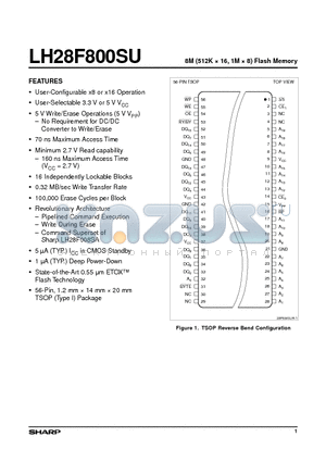 LH28F800SU datasheet - 8M (512K  16, 1M  8) Flash Memory