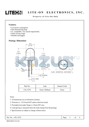 LTL-327G datasheet - LOW POWER CONSUMPTION 8mm DIAMETER BIG LAMP