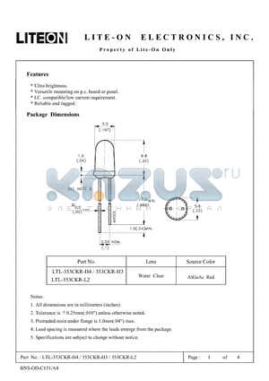 LTL-353CKR-L2 datasheet - Property of Lite-On Only