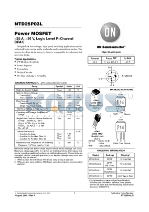 NTD25P03 datasheet - Power MOSFET