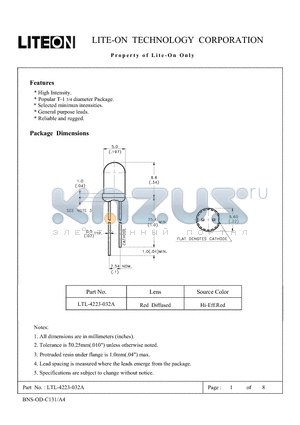 LTL-4223-032A datasheet - Property of Lite-On Only