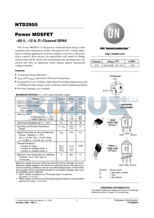 NTD2955-001 datasheet - Power MOSFET