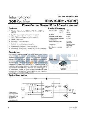IR2177SPBF datasheet - Phase Current Sensor IC for AC motor control