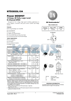 NTD3055L104-1 datasheet - Power MOSFET