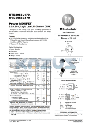 NTD3055L170.1G datasheet - Power MOSFET