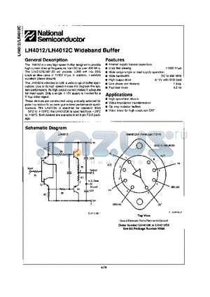 LH4012 datasheet - WIDEBAND BUFFER