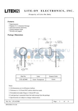 LTL-4234M datasheet - Property of Lite-On Only