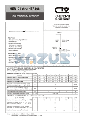 HER104 datasheet - HIGH EFFICIENCY RECTIFIER