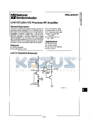 LH4117CD datasheet - PRECISION RF AMPLIFIER