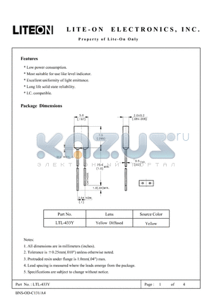 LTL-433Y datasheet - Property of Lite-on Only