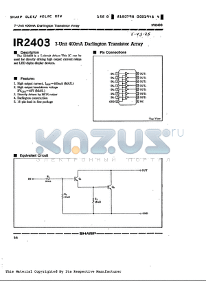 IR2403 datasheet - 7- UNIT 400MA DARLINGTON TRANSISTOR ARRAY