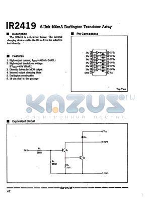 IR2419 datasheet - 6-Unit 400mA Darlington Transistor Array