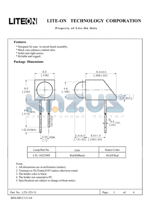 LTL-523-11 datasheet - Black case enhance contrast ratio