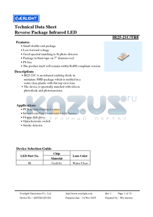 IR25-21C/TR8 datasheet - Reverse Package Infrared LED