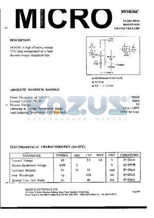 MOB36C datasheet - ULTRA HIGH BRIGHTNESS ORANGE LED LAMP