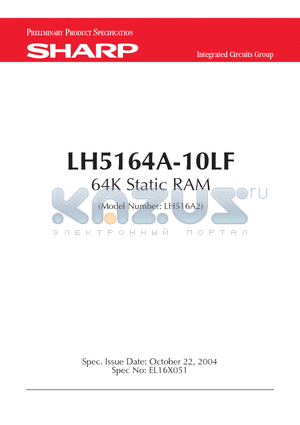 LH5164A-10LF datasheet - 64K Static RAM