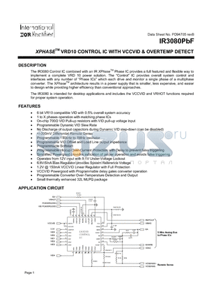 IR3080MTRPBF datasheet - XPHASETM VRD10 CONTROL IC WITH VCCVID & OVERTEMP DETECT