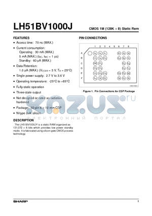 LH51BV1000J datasheet - CMOS 1M (128K x 8) Static Ram