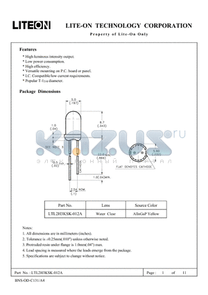 LTL2H3KSK-012A datasheet - Property of Lite-On Only