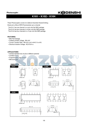 K102 datasheet - Photocoupler(These Photocouplers consist of a Gallium Arsenide Infrared Emitting)