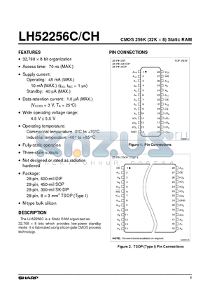 LH52256C datasheet - CMOS 256K (32K x 8) Static RAM