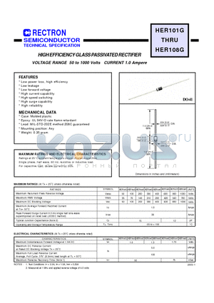 HER105G datasheet - VOLTAGE RANGE 50 to 1000 Volts CURRENT 1.0 Ampere